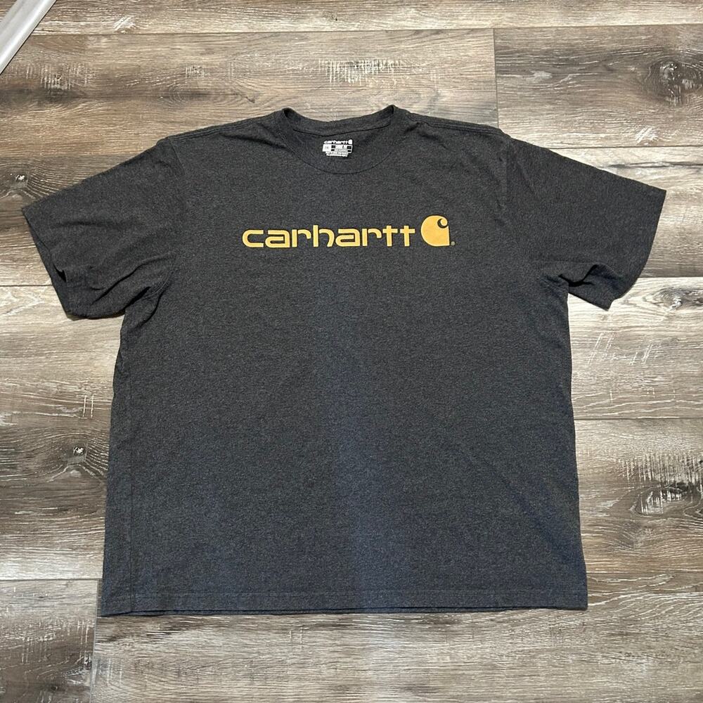 Carhartt Logo T-Shirt Gray Loose Fit 2XL Mens